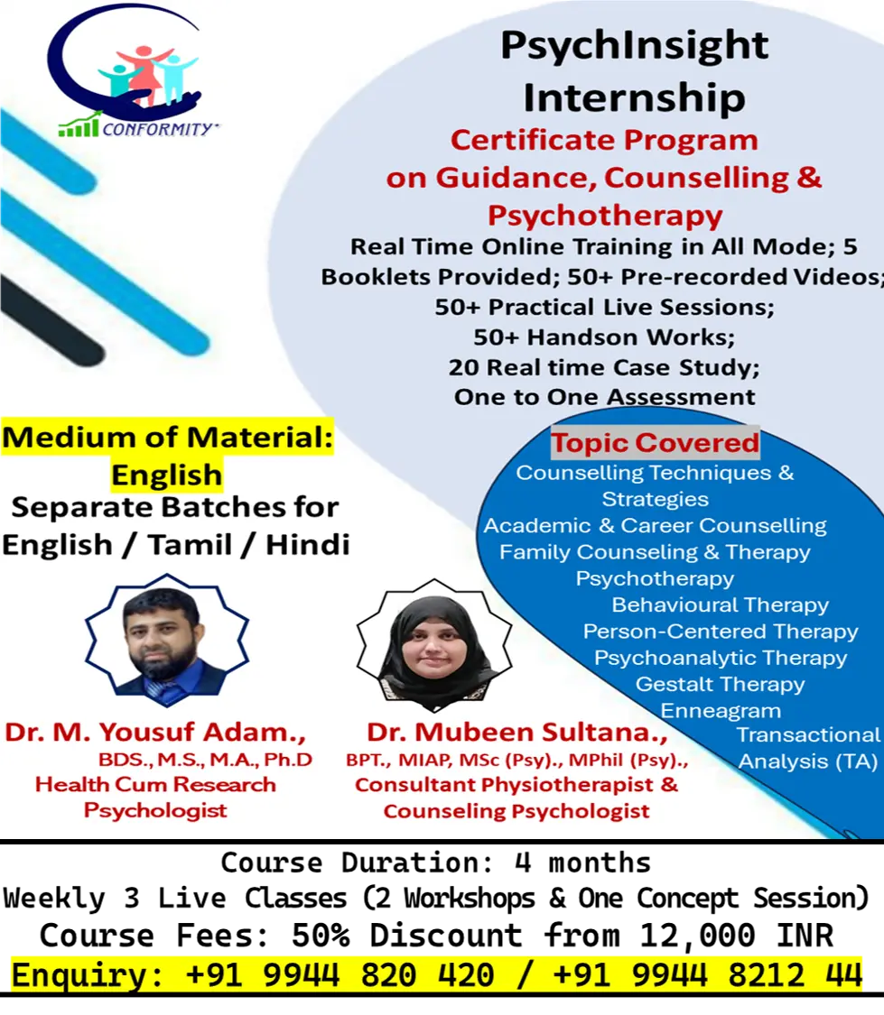 PsychInsight Internship Certificate Program       (Guidance, Counselling & Psychotherapy)